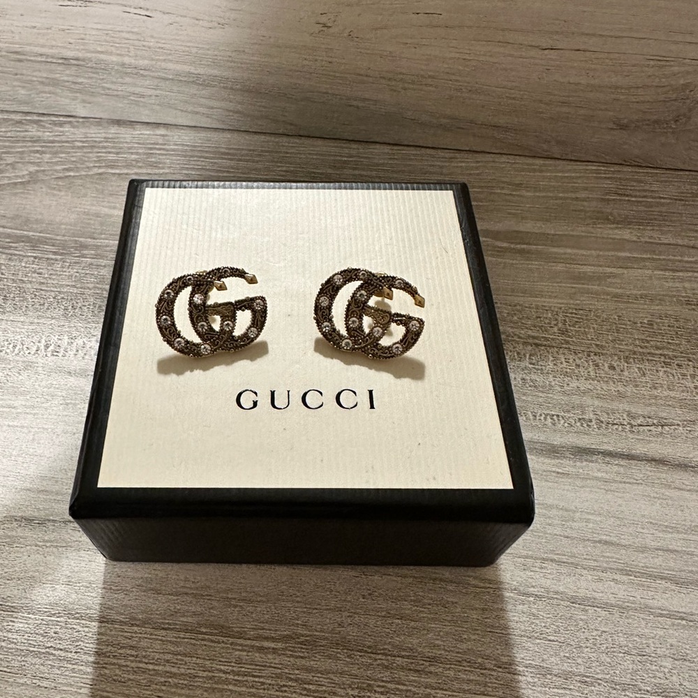 Gucci Gold-Tone Logo Earrings